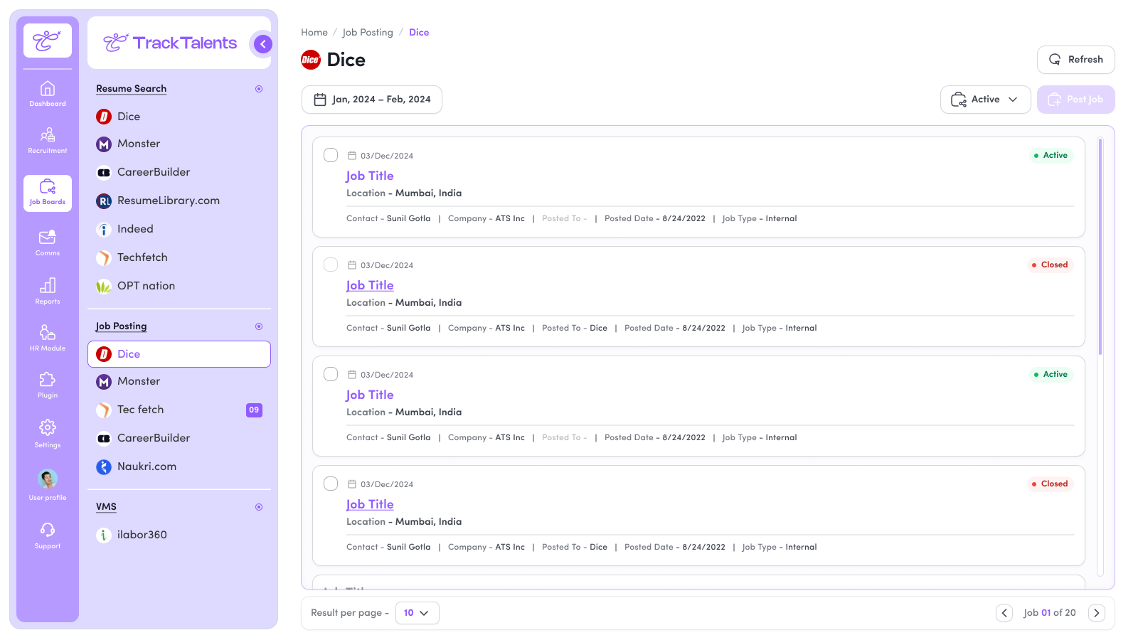 Job Posting Interface